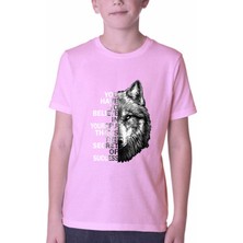 Great Peak Est 2021 Erkek Çocuk Tişört %100 Pamuk Kurt Baskılı Beyaz Siyah Pembe Çocuk T-Shirt