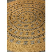 ERSU AHAT HOME DESİGN Salyangoz Doğal Hasır Halı Koyu Bambu Yuvarlak Örme Model Kilim
