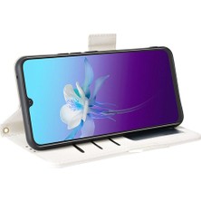 Vivo V20 Yan Toka Manyetik Kart Yuvaları Için Kılıf Tutucu Cüzdan Pu Deri (Yurt Dışından)