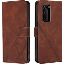 Huawei P40 Pro Flip Folio Kitap Koruyucu Kredi Kartı Tutucu Pu (Yurt Dışından)