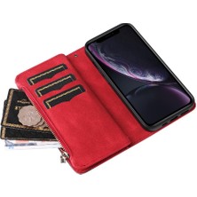 BDT Market IPhone Xr Iki Renkli Dikiş Fermuar Cüzdan Tarzı Kickstand ile Kılıf (Yurt Dışından)