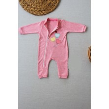 Diji Baby 3-6 18-24 24-36 Ay Uçan Balonlar Nakışlı Ef Boy Fermuarlı Kız Bebek Tulumu