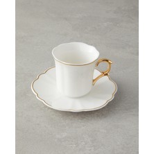 English Home Twist New Bone China 12 Parça 6 Kişilik Kahve Fincan Takımı Gold