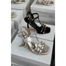 Mida Shoes Zena Gümüş Deri Kadın Topuklu Ayakkabı