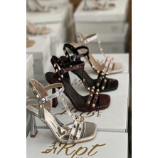 Mida Shoes Zena Gümüş Deri Kadın Topuklu Ayakkabı