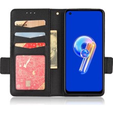 Asus Zenfone 9 Için Kılıf Pu Deri Kart Yuvaları Tutucu Manyetik Cüzdan Yan (Yurt Dışından)