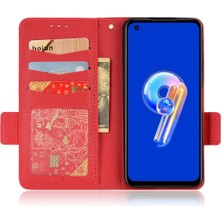 Asus Zenfone 9 Için Kılıf Pu Deri Kart Yuvaları Tutucu Manyetik Cüzdan Yan (Yurt Dışından)