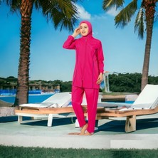 Shopiolog Uzun Kollu Düz Sade Tam Tesettür Mayo