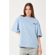 Owut Collection Kadın Bisiklet Yaka Baskılı Oversize T-Shirt
