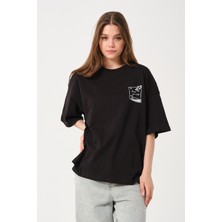 Owut Collection Kadın Bisiklet Yaka Baskılı Oversize T-Shirt