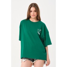 Owut Collection Kadın Bisiklet Yaka Baskılı Oversize T-Shirt