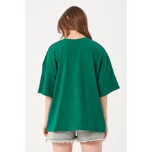 Owut Collection Kadın Bisiklet Yaka Baskılı Oversize T-Shirt