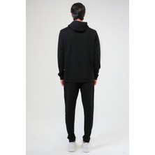 Back & Bond Siyah Regular Fit Pamuklu Kapüşonlu Sweatshirt