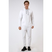 Back & Bond Beyaz Regular Fit Pamuklu Kapüşonlu Sweatshirt