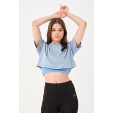 Owut Collection Kadın Bisiklet Yaka Yıkamalı Crop T-Shirt