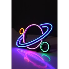 Steep Rock Design Satürn Neon LED / Gece Lambası / Dekoratif Lamba / Işıklı Gezegenler / Ambians Işığı