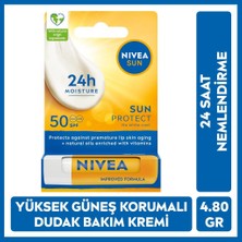 Nivea Sun Yüksek Güneş Korumalı Dudak Bakım Kremi 4.8gr, Spf50, 24 Saat Nemlendirici, E Ve C Vitamini