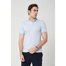 Coonless Yakası Triko Polo Yaka Erkek Buz Mavi Tshirt