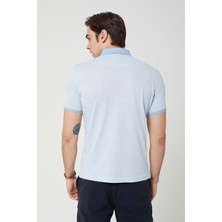 Coonless Yakası Triko Polo Yaka Erkek Buz Mavi Tshirt