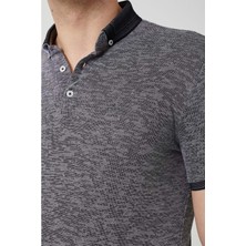 Coonless Yakası Triko Polo Yaka Erkek Siyah Tshirt