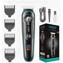 Vgr V-075 Digital Göstergeli USB Şarjlı Profesyonel Tıraş Makinesi