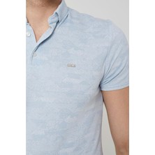 Coonless Erkek Polo Buz Mavi Yakalı Tshirt