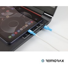 Remorax Coral Hızlı Şarj Usb Type A  Type-C 120 Cm 3.0a Beyaz Kablo  Beyaz-Mavi Uçlar