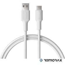 Remorax Coral Hızlı Şarj Usb Type A  Type-C 150 Cm 3.0a Beyaz Kablo  Beyaz-Beyaz Uçlar