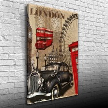 Londra, Otobüs ve Telefon Kulübesi  Afiş Kanvas Tablo 50 x 70