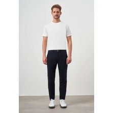 Morven  Erkek Lacivert Pamuk Yan Cep Slim Fit Chino Pantolon