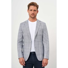 Morven  Erkek Lacivert Dokuma Slim Fit Torba Cep Mono Yaka Spor Ceket