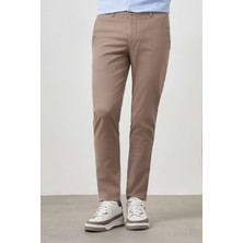 Morven  Erkek Bej Yazlık Pamuk Yan Cep Slim Fit Chino Pantolon
