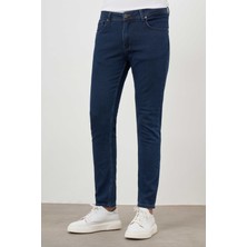 Morven  Erkek Lacivert Denim 5 Cep Slim Fit Jean Kot Pantolon