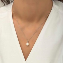 Serra Jewels Gümüş Yuvarlak İnci Bayan Kolye