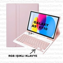 Clemon Samsung Tab A9 X110 8.7 Inç Uyumlu Bluetooth Özellikli Rgb Işıklı Türkçe Q Klavyeli Tablet Kılıfıv