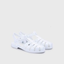 Igor Biarritz Brillo Kadın Sandalet Beyaz PVC Düz Topuklu Cırt Cırtlı Yaz Stili