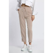 Julude Açık Vizon Bel Lastikli Rahat Kumaş Pantolon P-00008662