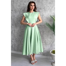 Julude Mint Kadın Bisiklet Yaka Kiloş Elbise P-00003873