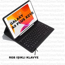 Clemon Samsung Tab A9 PLUSX210 11 Inç Uyumlu Bluetooth Özellikli Rgb Işıklı Türkçe Q Klavyeli Tablet Kılıfı