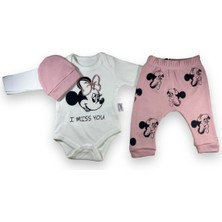 Womi Baby Baby Bliss, Minnie Mouse Baskılı 3'lü Kız Bebek Takımı