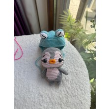 Paris Organik Oyuncak Turkuaz Şapkalı Sevimli Amigurumi Penguen