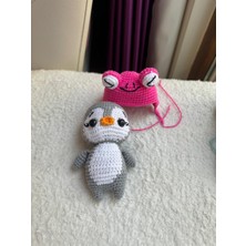 Paris Organik Oyuncak Pembe Şapkalı Sevimli Amigurumi Penguen