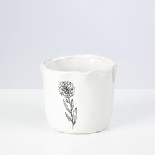 Vitale Çiçek Desenli Beyaz Vazo 13 cm AK.JF095004140