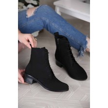 Kadın Yuvarlak Burunlu Bot Siyah Süet