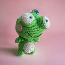 Paris Organik Oyuncak Sevimli Kurbağa Amigurumi Anahtarlık (Neon Yeşil)