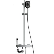 Akdoğan Yapı Ve Hırdavat Piyano Antrasit Gri Banyo 5 Fonksiyonlu Kendinden Banyo Bataryalı Robot Duş Seti Termostatik Tepe Duş Seti