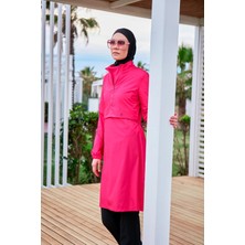 Marina Paraşüt Kumaş Pembe Tam Kapalı Tesettür Mayo M2408