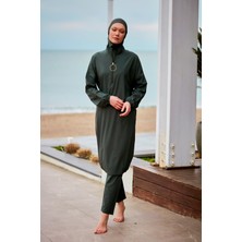 Marina Paraşüt Kumaş Haki Tam Kapalı Tesettür Mayo M2406