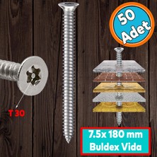 Nzb Buldex Vida 7.5X180 mm 50 Adet Sivri Uçlu Dübelsiz Beton Vidası Tork Duvar Vidası Buldeks