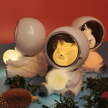 Mj Toys Ayı Astronot Projektör Gece Lambası 3D Masa Lambası Doğum Günü Hediyesi